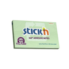 Stick'n STICK N Öntapadó jegyzettömb, 76x127 mm, 100 lap, STICK N, zöld post-it