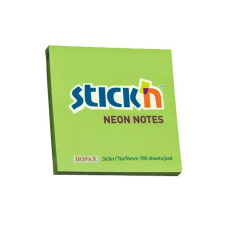 Stickn Öntapadó jegyzettömb STICK`N 76x76mm neon zöld 100 lap post-it