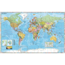  STIEFEL Falitérkép, 136x96 cm, fémléces, Föld országai, STIEFEL térkép