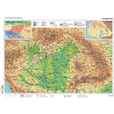 Stiefel Kárpát-medence falitérkép, Kárpát medence domborzata térkép fémléces 120x80 melléktérképekkel térkép