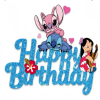  Stitch Happy Birthday kék tortadísz