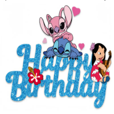  Stitch Happy Birthday kék tortadísz sütés és főzés