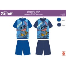  Stitch nyári rövid ujjú gyerek pizsama kisfiúknak - pamut pizsama - középkék - 116