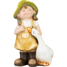 STR Kerti figura lány libával, kerámia 19 cm dekorációs kellék