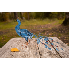 STR Prémium kerti páva figura fém 70 cm dekorációs kellék