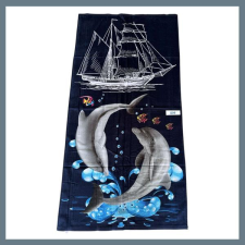 Strand törölköző 70 x 140 cm - Hajó és delfin mintás 209 lakástextília