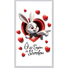  Strandtörölköző, Valentin-nap, Ő az enyém és szeretem, nyuszi fiú lakástextília