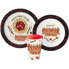Stranger Things étkészlet, micro műanyag szett, pohárral 260 ml babaétkészlet