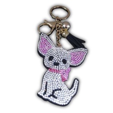  Strasszköves csivava kulcstartó / táskadísz kulcstartó