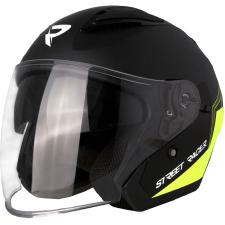Street Racer Sonic nyitott motoros bukósisak matt fekete-fluo sárga bukósisak