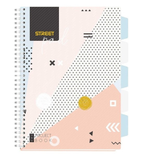 Street Spirálfüzet STREET Pad regiszteres A/4 kockás 100 lapos színes mintás füzet