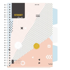 Street Spirálfüzet STREET Pad regiszteres A/5 kockás 100 lapos színes mintás füzet