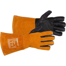 STREND PRO Industrial Hegesztőkesztyű, Strend Pro Industrial Fido, narancssárga/fekete, méret: 9/L, kecskebőr, pamut és gyapjú bélés, EN 388 és EN 407, 4 pár