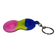  Stresszoldó játék, Pop it, kulcstartó, szilikon, 8 cm, háromszínű kulcstartó