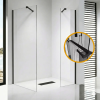 Stuxi Milano Easy Black Kombi Plus 1 Walk-in zuhanyfal, 140x80 cm, 8 mm vastag vízlepergető biztonsági üveggel, helytakarékos stabilizátorral, polccal