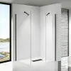Stuxi Milano Easy Black Kombi Walk-in zuhanyfal, 110x90 cm, 8 mm vastag vízlepergető biztonsági üveggel, helytakarékos stabilizátorral