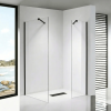 Stuxi Milano Easy Black Kombi Walk-in zuhanyfal, 90x140 cm, 8 mm vastag vízlepergető biztonsági üveggel, helytakarékos stabilizátorral