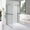  Stuxi Milano Gate Black Plus 2 falsíkra szerelhető, két oldalfalas walk-in zuhanyfal, 140x140 cm, 8 mm vastag vízlepergető biztonsági üveggel, helytakarékos sarokmerevítőkkel
