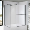 Stuxi Milano Kombi Plus 1 Black Walk-in zuhanyfal, 80x70 cm, 8 mm vastag vízlepergető biztonsági üveggel, polccal és törölközőtartóval