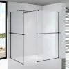 Stuxi Milano Kombi Plus 2 Black Walk-in zuhanyfal, 110x120 cm, 8 mm vastag vízlepergető biztonsági üveggel, 2 polccal és törölközőtartóval