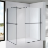Stuxi Milano Kombi Plus 2 Black Walk-in zuhanyfal, 130x110 cm, 8 mm vastag vízlepergető biztonsági üveggel, 2 polccal és törölközőtartóval
