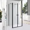 Stuxi Roma Black 70x90 falsíkra szerelhető 3 oldalú kétszárnyú nyílóajtós zuhanykabin 6 mm vízlepergető biztonsági üveggel, matt fekete elemekkel, 195 cm magas