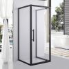 Stuxi Torino Black 70x70 falsíkra szerelhető 3 oldalú nyílóajtós zuhanykabin 6 mm vízlepergető biztonsági üveggel, fekete elemekkel, 200 cm magas