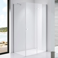 Stuxi Verona 90x70 aszimmetrikus csuklóajtós zuhanykabin 6 mm vízlepergető biztonsági üveggel, króm kád, zuhanykabin