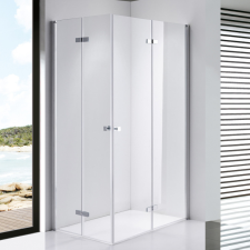 Stuxi Verona Duo 80x70 aszimmetrikus két csuklóajtós zuhanykabin 6 mm vízlepergető üveggel, króm kád, zuhanykabin