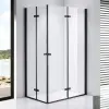 Stuxi Verona Duo Black 120x90 aszimmetrikus két csuklóajtós zuhanykabin 6 mm vízlepergető üveggel, fekete