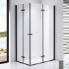 Stuxi Verona Duo Black 90x80 aszimmetrikus két csuklóajtós zuhanykabin 6 mm vízlepergető üveggel, fekete