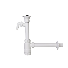 Styron Mosdó búraszifon dugós túlfolyós leeresztőszeleppel, mosógép csatlakozóval, 32 mm-es elfolyással szaniter