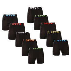 Styx 10PACK férfi boxeralsó Styx hosszú sportos gumipánt fekete (10UN9601) M