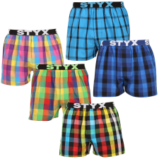 Styx 5PACK férfi bő szárú boxeralsó Styx sportos gumipánt többszínű (5B0113456) L férfi alsó