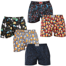 Styx 5PACK férfi bő szárú boxeralsók Styx art klasszikus gumipánt többszínű (5A1378145) M