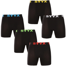 Styx 5PACK férfi boxeralsó Styx hosszú sportos gumipánt fekete (5UN9601) XL