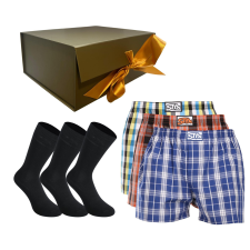 Styx Férfi ajándékkészlet3PACK rövidnadrág és3PACK bambusz zokni Styx (6STR) M férfi alsó