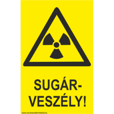  Sugárveszély! - öntapadó, 150*100 információs tábla, állvány