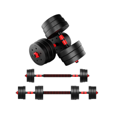  Súlyzókészlet, összsúly 40kg, Két Rúd, Számtalan Kombinációs Lehetőséggel, Fekete/Piros súlyzórúd