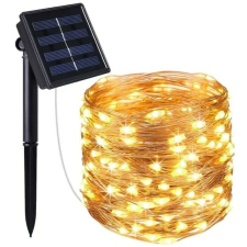 Sumker napelemes melegfehér kerti fényfüzér 30 m, 300 db LED, IP65 védelem karácsonyfa izzósor