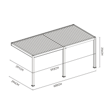  SUN ELEGANCE WALL 3x6 m Motoros Fehér terasz pergola + LED világítás kerti tárolás