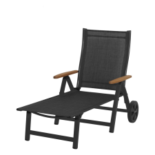 SUN GARDEN ASS COMFORT állítható, alumínium kerti nyugágy - antracit/fekete kerti bútor