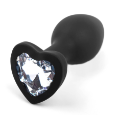 Sunfo - szilikon anál dildó szív alakú kővel (fekete-fehér) műpénisz, dildó