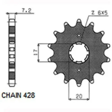 SunStar SUNF222-16 első lánckerék Sunstar Erőátviteli alkatrészek Láncok, lánckerekek, láncszettek Első lánckerekek egyéb motorkerékpár alkatrész
