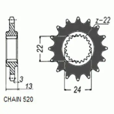 SunStar SUNF377-16 Első lánckerék Sunstar  Erőátviteli alkatrészek Láncok, lánckerekek, láncszettek Első lánckerekek egyéb motorkerékpár alkatrész