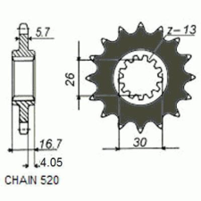 SunStar SUNF393-16 első lánckerék Sunstar Erőátviteli alkatrész Lánc, lánckerék, láncszett Első lánckerék egyéb motorkerékpár alkatrész
