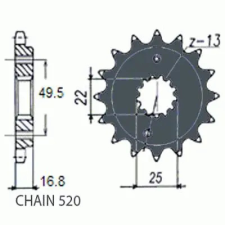 SunStar SUNF397-16 első lánckerék Sunstar  Erőátviteli alkatrészek Láncok, lánckerekek, láncszettek Első lánckerekek egyéb motorkerékpár alkatrész