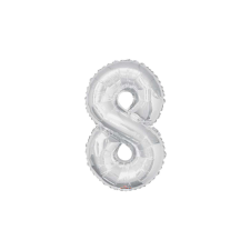 SuperShape - ezüst színű 8-as szám fólia lufi party kellék