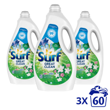 Surf Mountain Fresh &amp; Jasmine folyékony Mosógél 3x3L - 180 mosás tisztító- és takarítószer, higiénia