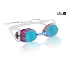  Svéd úszószemüveg petrol kék antifog tükrös metallic lencse, FINA jóváhagyott versenyszemüveg, Malms úszófelszerelés